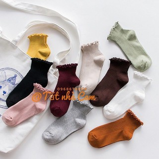 Tất vintage tiểu thư cổ bèo nhún