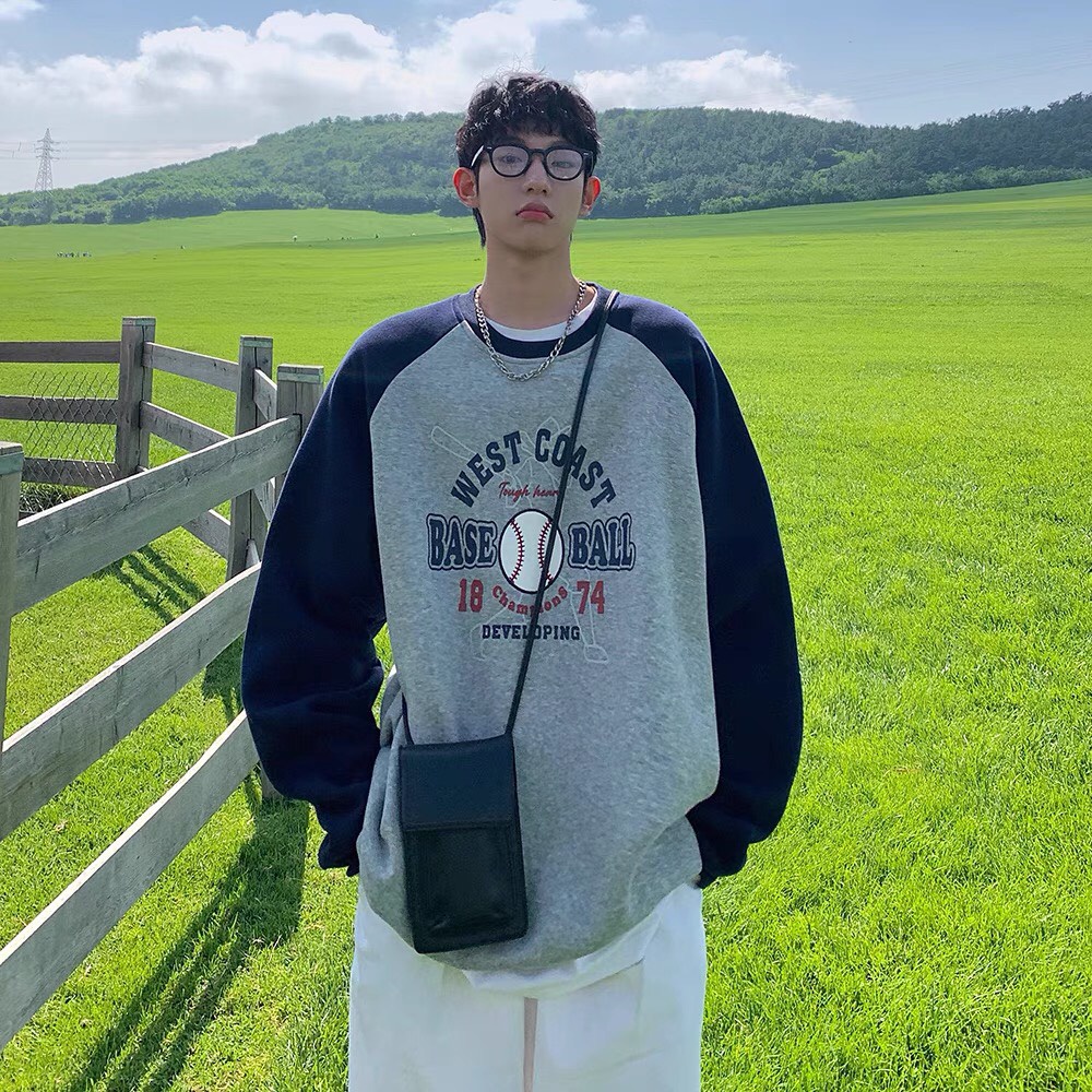 Áo nỉ nam nữ - Áo Sweater YAYSHOP dáng rộng ulzzang phối raplan chất nỉ dày dặn - Sweater in BASEBALL Bóng Chày | BigBuy360 - bigbuy360.vn