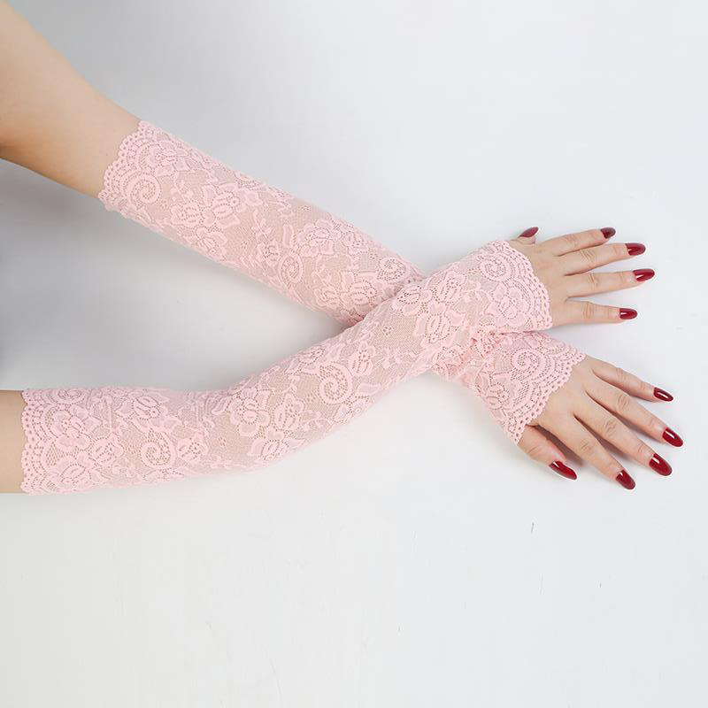 Summer ladies sunscreen ice lace gloves driving bicycles blocking UV arm sleeves