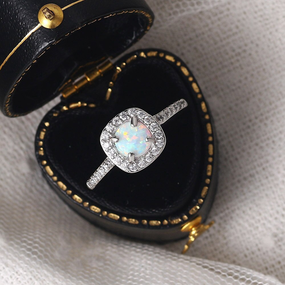 Nhẫn ZHOUYANG DRZ031 đính đá Opal phong cách tươi mới quà tặng trang sức đính hôn dành cho nữ