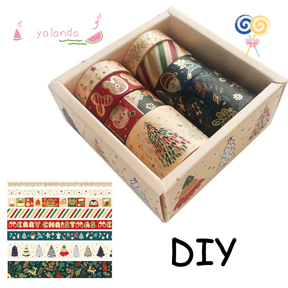 Bộ 8 Cuộn Băng Keo Washi Họa Tiết Giáng Sinh Chất Lượng Cao