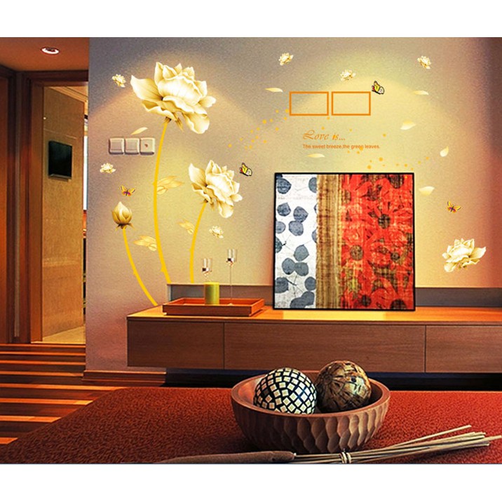 Decal trang trí tường Hoa Vàng Kem lớn rực rỡ