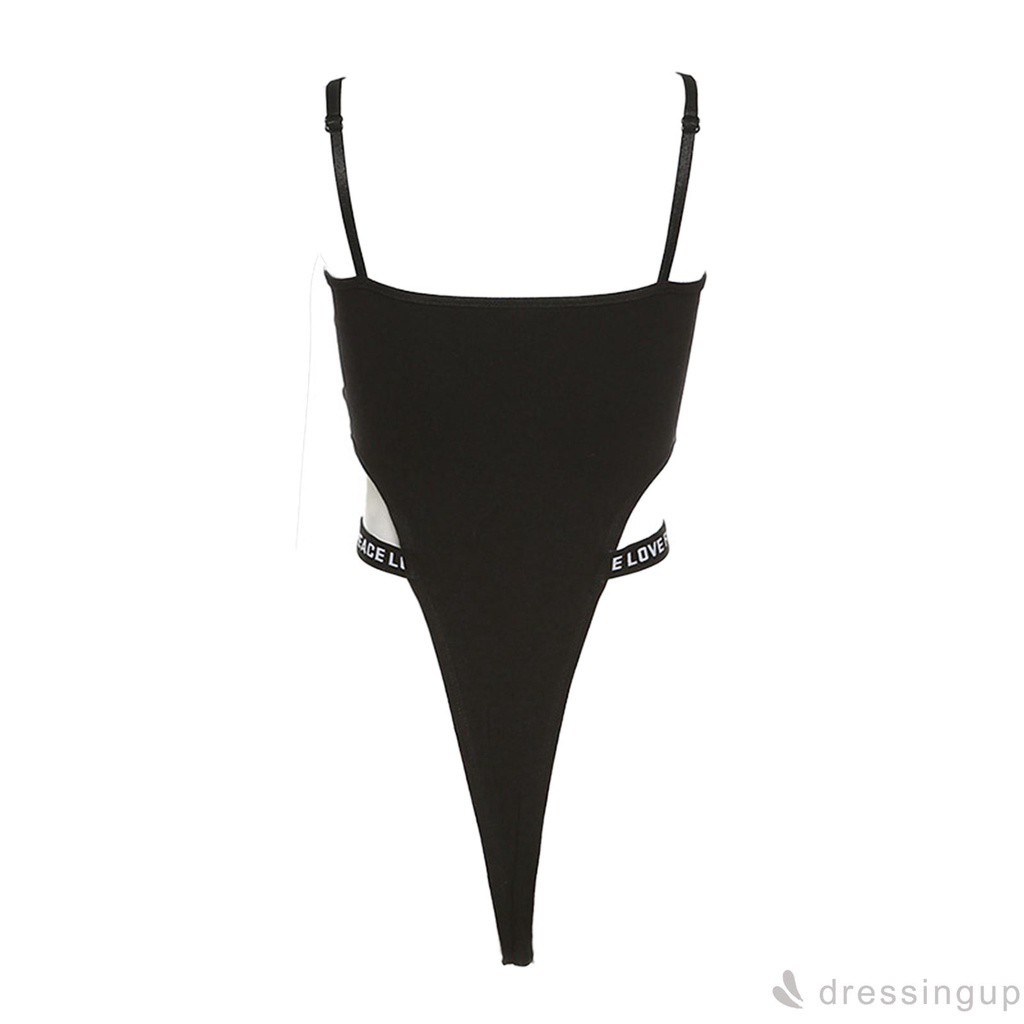 Bộ Áo Liền Quần Cổ Chữ U Thêu Chữ Màu Đen Thời Trang Mùa Hè Cho Nữ | BigBuy360 - bigbuy360.vn