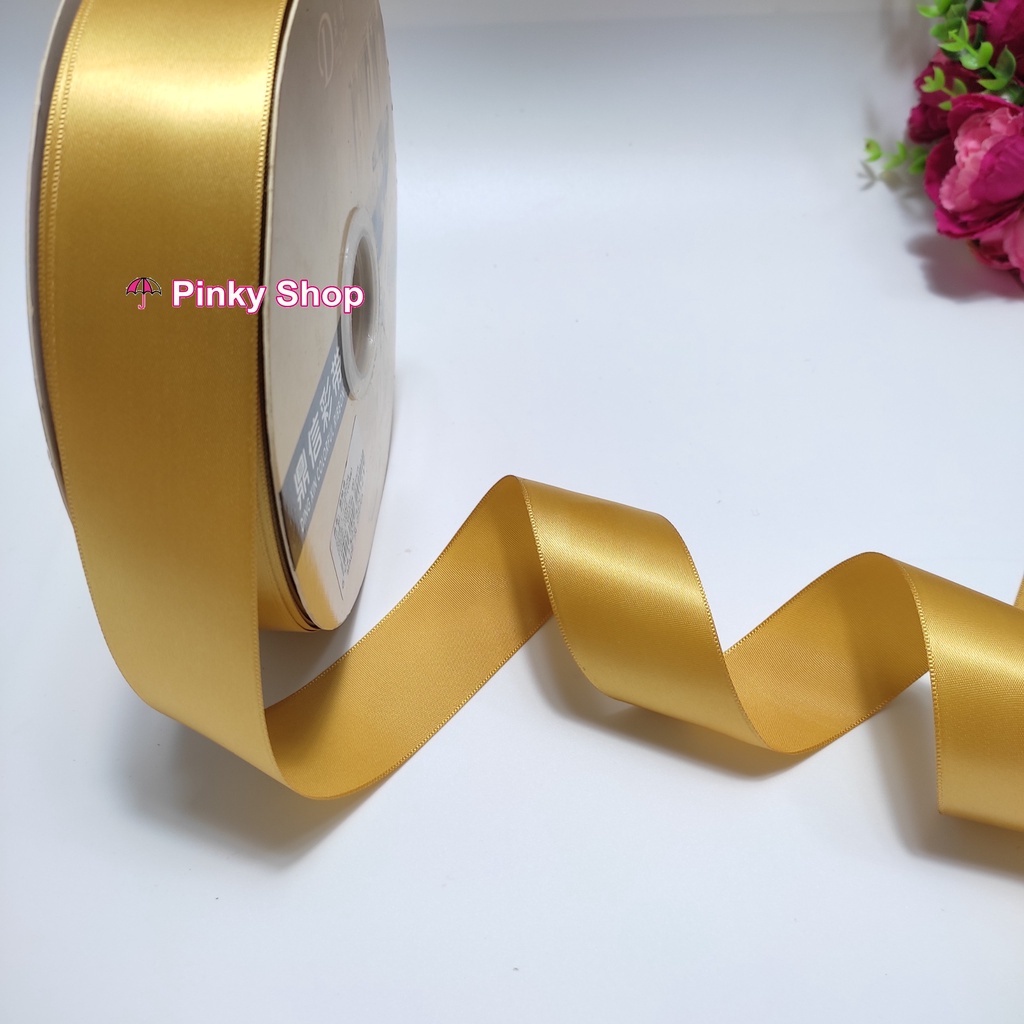 Ruy băng lụa 2.5cm cuộn 91 mét loại đẹp cao cấp satin đủ màu làm nơ gói quà làm handmade Pinky Shop