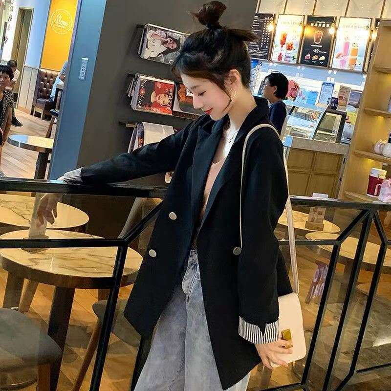 Áo Khoác Đen/Kem 2022 Phong Cách Hàn Quốc Dễ Phối Đồ Cho Nữ  nhân viên văn phòng tinh tế