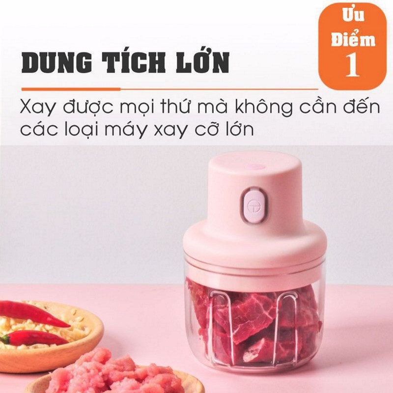 Máy xay tỏi ớt mini đa năng sạc tự động dung tích 250ml – Máy xay thịt cầm tay tiện dụng – GD029