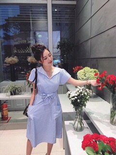 Đầm suông cổ sơ mi