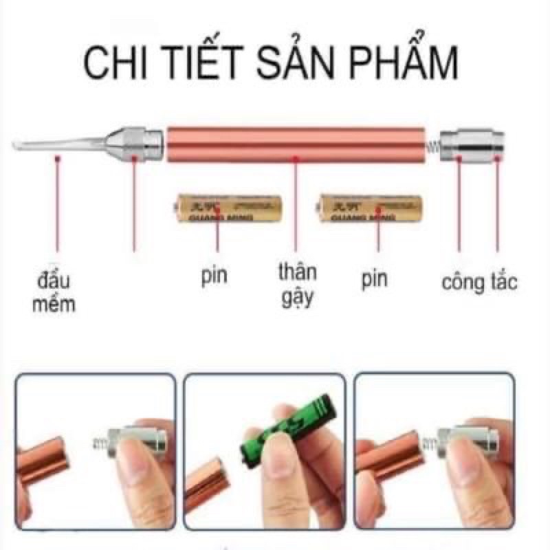 Hộp dụng cụ lấy ráy tai bằng Inox có đèn