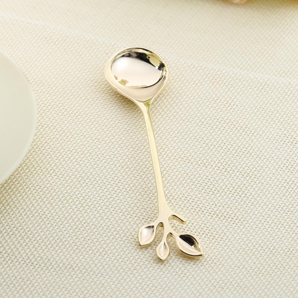 [FORU] Matefield Leaf Shape Gold Silver Coffee Spoon Fork Kitchen Dining Room Bar Cutlery