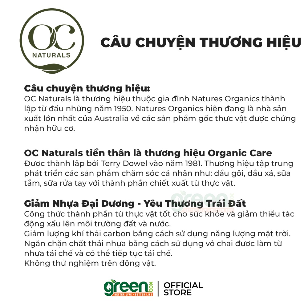 Dầu xả gốc thực vật Úc OC Naturals 400ml, chăm sóc tóc chuyên sâu, bóng mượt, mềm mượt, hư tổn