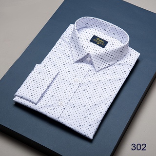 Áo Sơ Mi Nam Công Sở Trung Niên Thương Hiệu Anton Dài Tay Trắng Họa Tiết Chấm Bi Vải Cotton Co Giãn, Thấm Hút - Y302