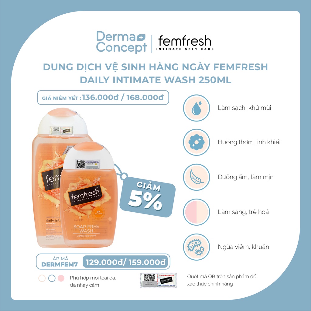 Dung dịch vệ phụ nữ Femfresh Daily Intimate Wash Anh Quốc 150ml/ 250ml [NHẬP KHẨU CHÍNH HÃNG 100%]