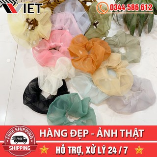 [MIỄN PHÍ SHIP TOÀN QUỐC] Dây Buộc Tóc Vải Scrunchies Voan Kính - Cột Tóc Vải Hàn Quốc Dành Cho Nữ
