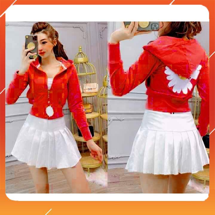 Áo khoác da cá lửng thêu bông cúc sau lưng 💟