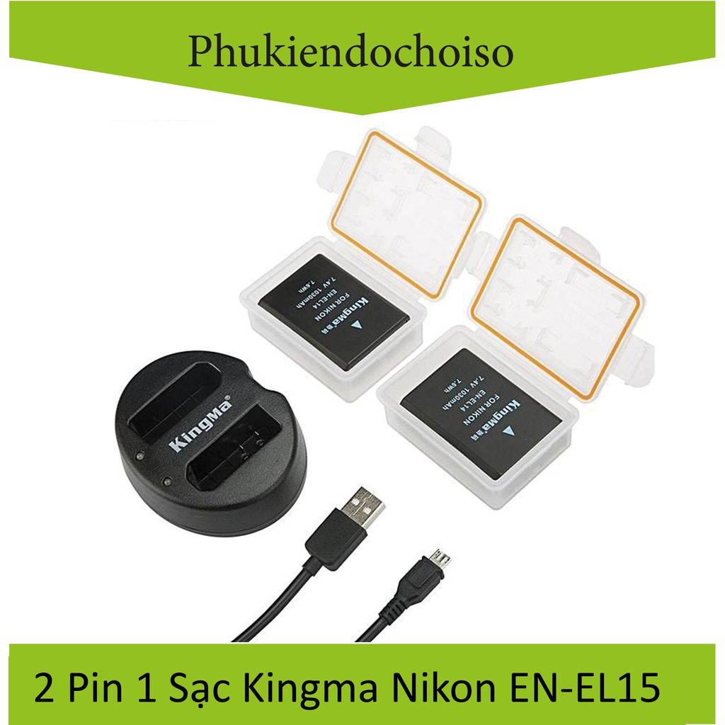 Pin sạc Kingma cho Nikon EN-EL15 + Hộp đựng Pin, Thẻ nhớ