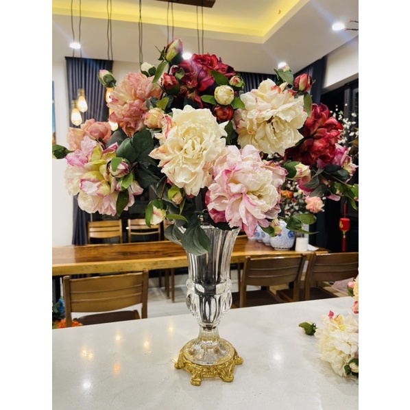 Lọ Hoa Thủy Tinh Viền Vàng Dáng Ly.