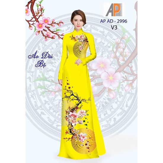 Vải áo dài hoa xuân in 3D