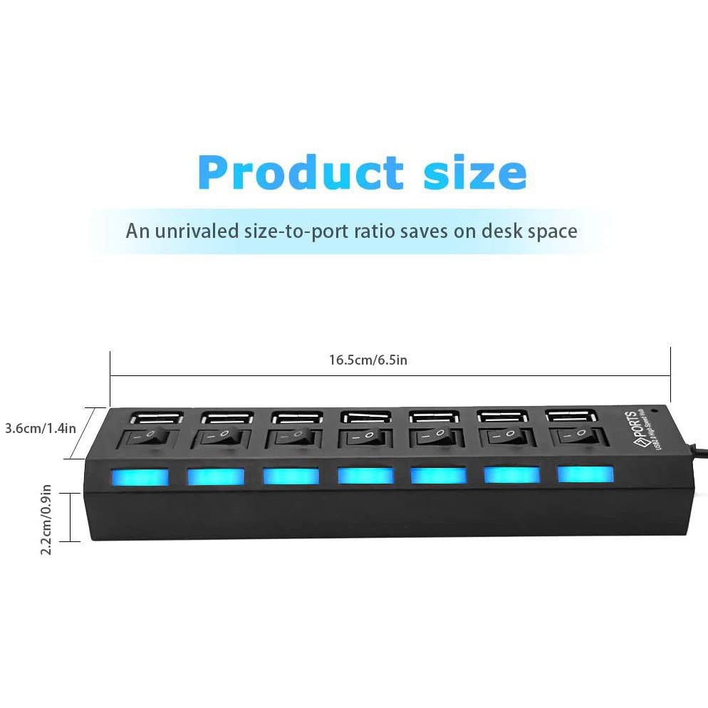 Hub USB 2.0 - BỘ CHIA 7 CỔNG USB HUB 2.0 CÓ CÔNG TẮC Hàng chính hãng