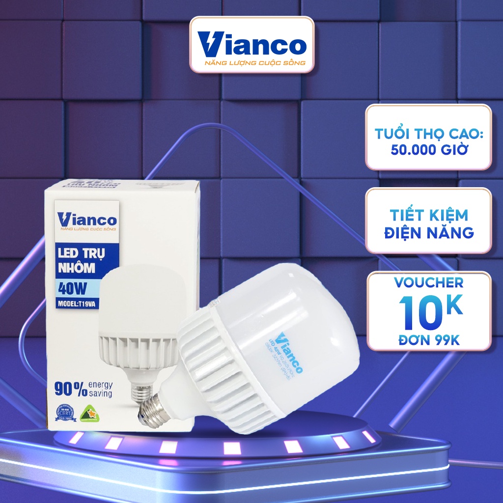 Bóng Đèn Led Trụ Nhôm VIANCO Được Thiết Kế Dáng Trụ Giúp Góc Sáng Rộng, Chất Lượng Ánh Sáng Cao