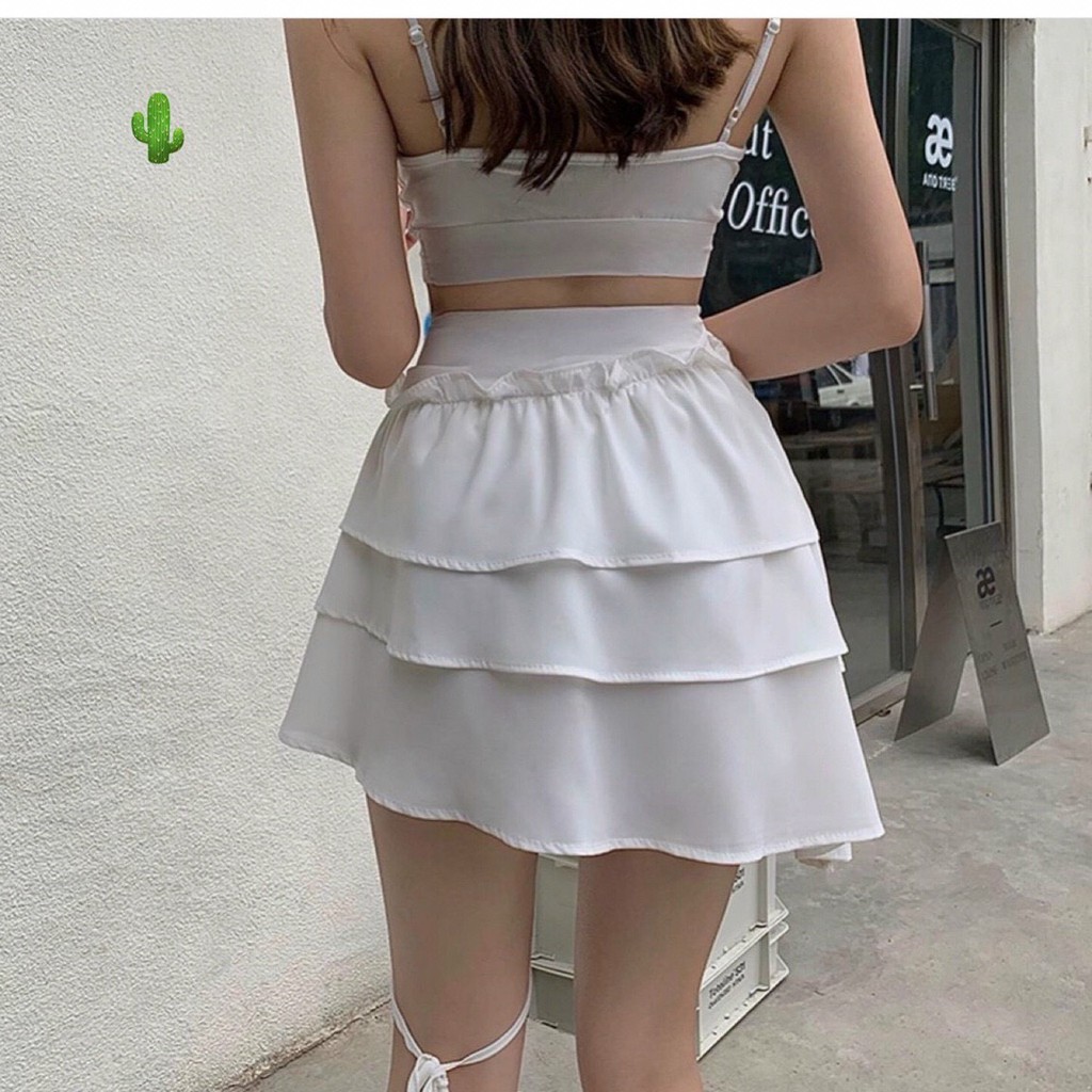 Chân váy tầng phối dây ren 2 màu đen trắng phong cách ulzzang cực sexy thời trang Annie | WebRaoVat - webraovat.net.vn