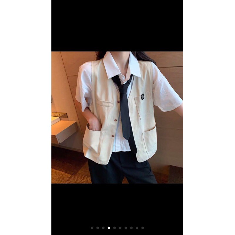 áo khoác gile thô kaki ulzzang style❤️ Hàng Quảng Châu