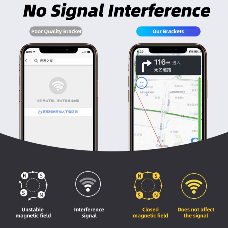 Giá đỡ điện thoại xe hơi FONKEN thiết kế từ tính xoay 360 độ thích hợp cho iPhone Samsung Huawei