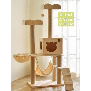 cattre cho mèo, nhà mèo kết hợp trụ cào và võng