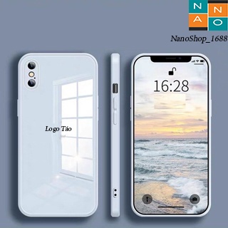 Ốp Lưng Iphone Viền Vuông Lưng Kính Cường Lực,Bảo Vệ Camera 7plus,8Plus,x,xs,xsmax,11,11promax,12,12promax