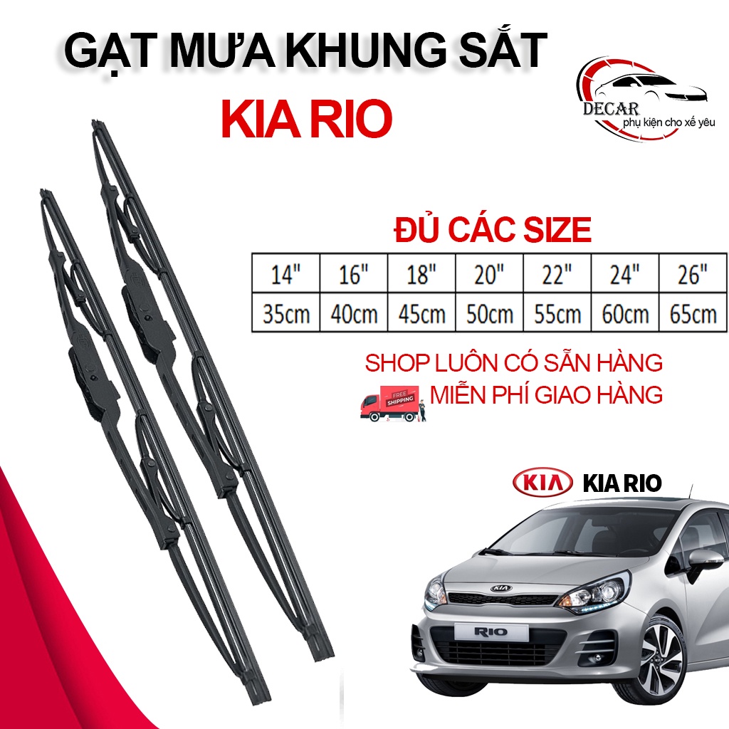 [KIA RIO] 1 Cặp cần gạt mưa khung xương, chổi gạt mưa xe Kia Rio , gạt kính xe oto, thanh gạt nước mưa gạt nước kính