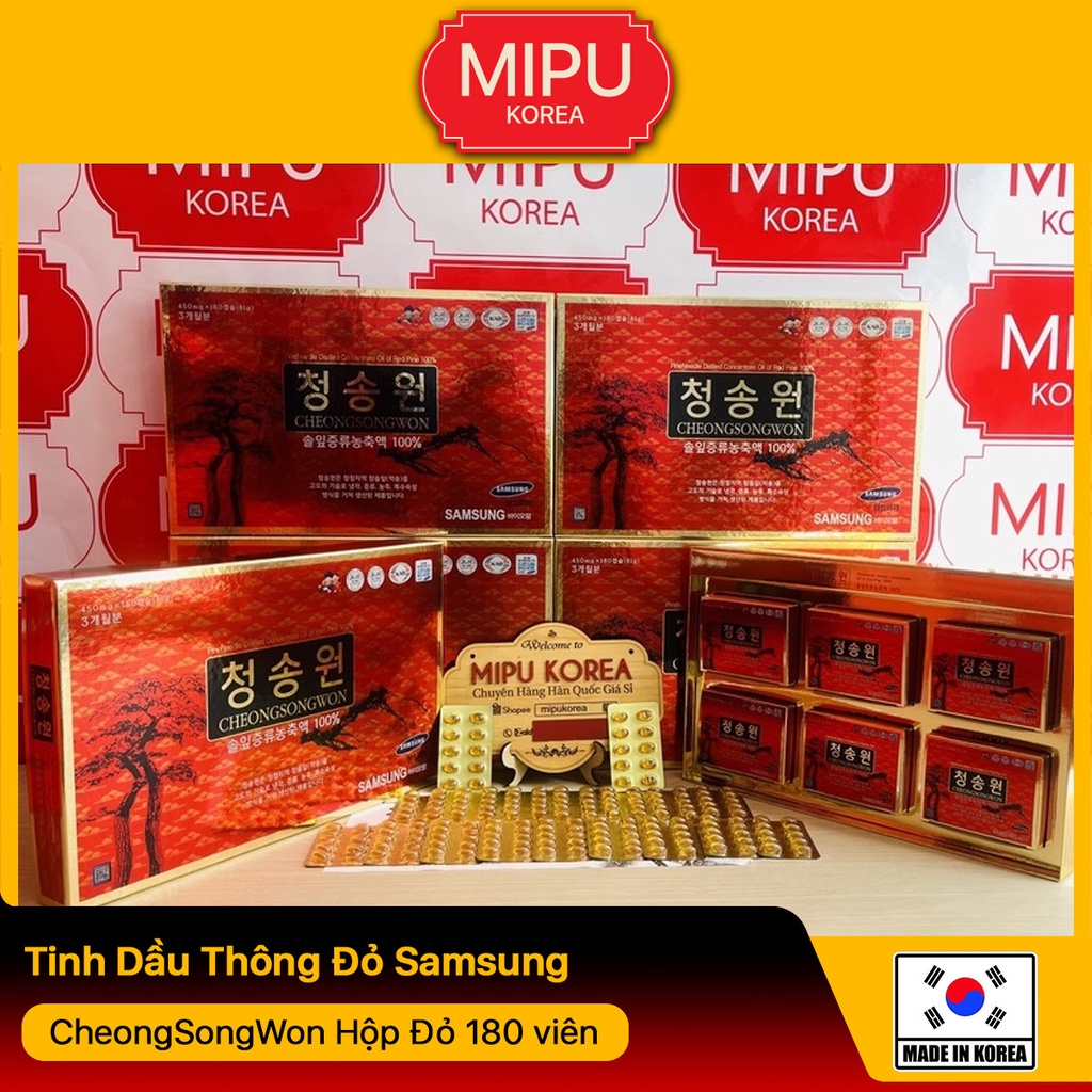 Date 11 2024 tinh dầu thông đỏ samsung cheongsongwon hộp đỏ 180 viên - ảnh sản phẩm 1