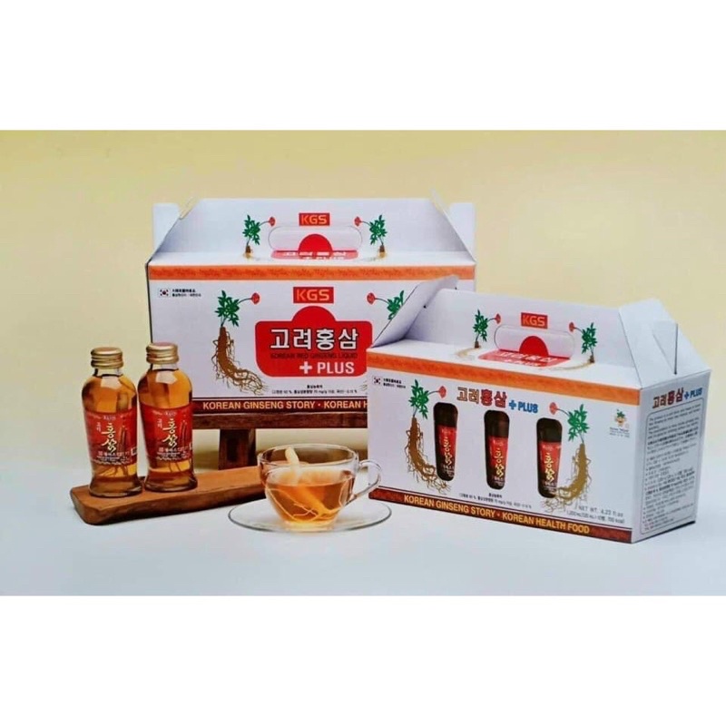 Nước Hồng Sâm Có Củ KGS Hàn Quốc 1200ml Hộp 10 chai x 120ml
