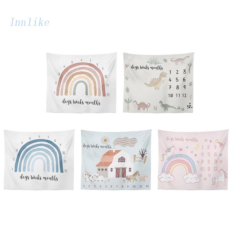Chăn In Họa Tiết Hoạt Hình Đánh Dấu Cột Mốc Phát Triển Theo Tháng Làm Phụ Kiện Chụp Ảnh Cho Bé Sơ