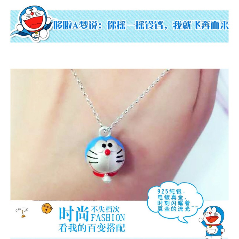 Vòng cổ mặt hình doraemon mạ bạc s925