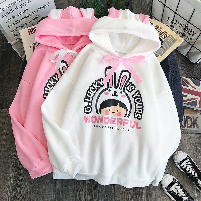 Áo Khoác Hoodie WONDERFUL TAI THỎ Form Rộng Unisex Chất Nỉ Siêu Xinh - VIETCENTRE | BigBuy360 - bigbuy360.vn