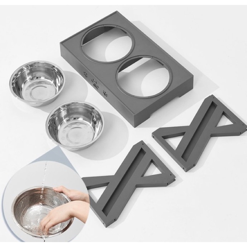 Bộ Chén Ăn Cho Chó Mèo Lắp Ghép Có Bệ Đỡ