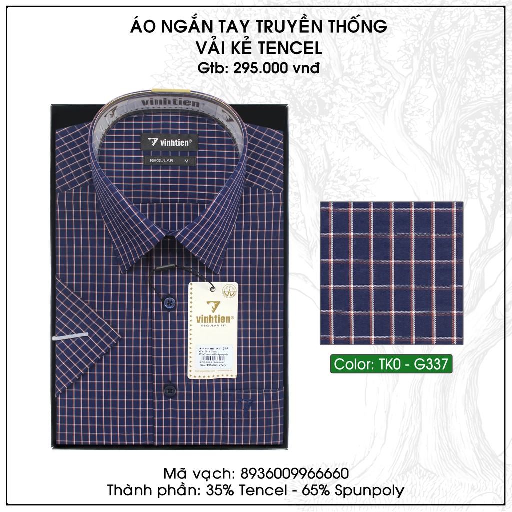 Áo sơ mi nam ngắn tay vạt bằng Vĩnh Tiến 295 - kẻ caro nhỏ | BigBuy360 - bigbuy360.vn