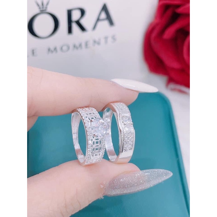 Nhẫn Đôi, Nhẫn Đôi Bạc Nam Nữ (Tặng Kèm Hộp) Cam Kết Chuẩn Bạc Ta Xịn Không Xỉn Màu-TSJC38
