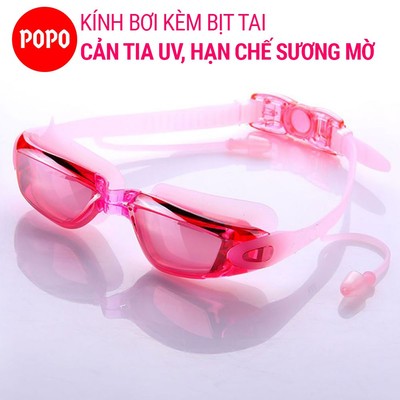 Mắt kiếng bơi người lớn POPO 1940 tráng gương cản tia UV cho nam nữ, trẻ em từ 8 tuổi có sẵn bịt tai