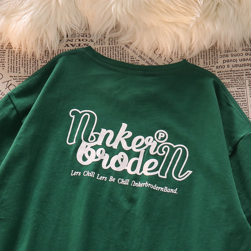 NUZIRO  Áo thun nữ  tay ngắn cổ tròn màu xanh lục thời trang