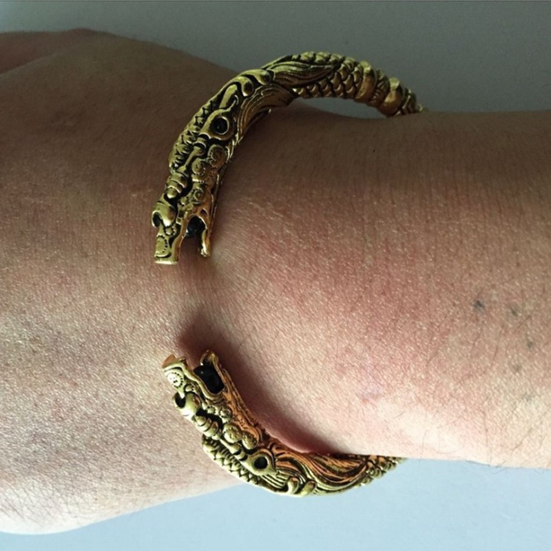 Vòng Tay Kim Loại Cổ Điển Đôi Rồng Cổ Điển Của Nam và Nữ