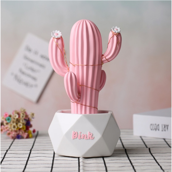 Chậu cây xương rồng có đèn led trang trí phù hợp decor nhiều không gian khác nhau và làm quà tặng cao 15cm