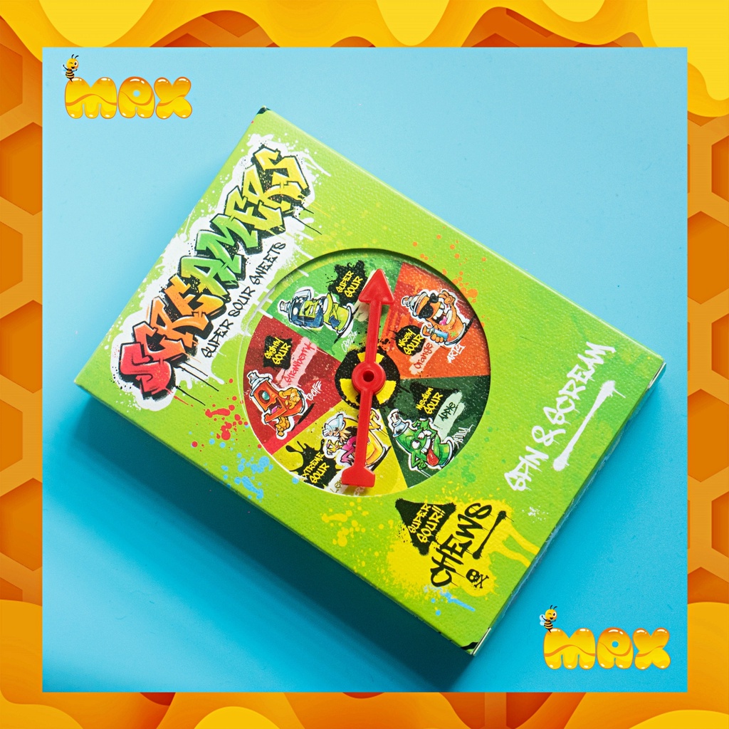 Kẹo Dẻo Trái Cây Chua Ngọt Screamers Spin Chew kèm trò chơi con quay (Date xa + hàng sẵn)