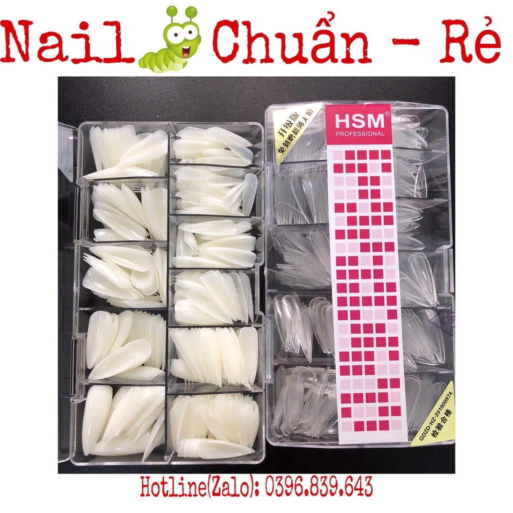 Móng Úp HSM Phom Nhọn - HSM Chuẩn Phom Hộp 500 Móng