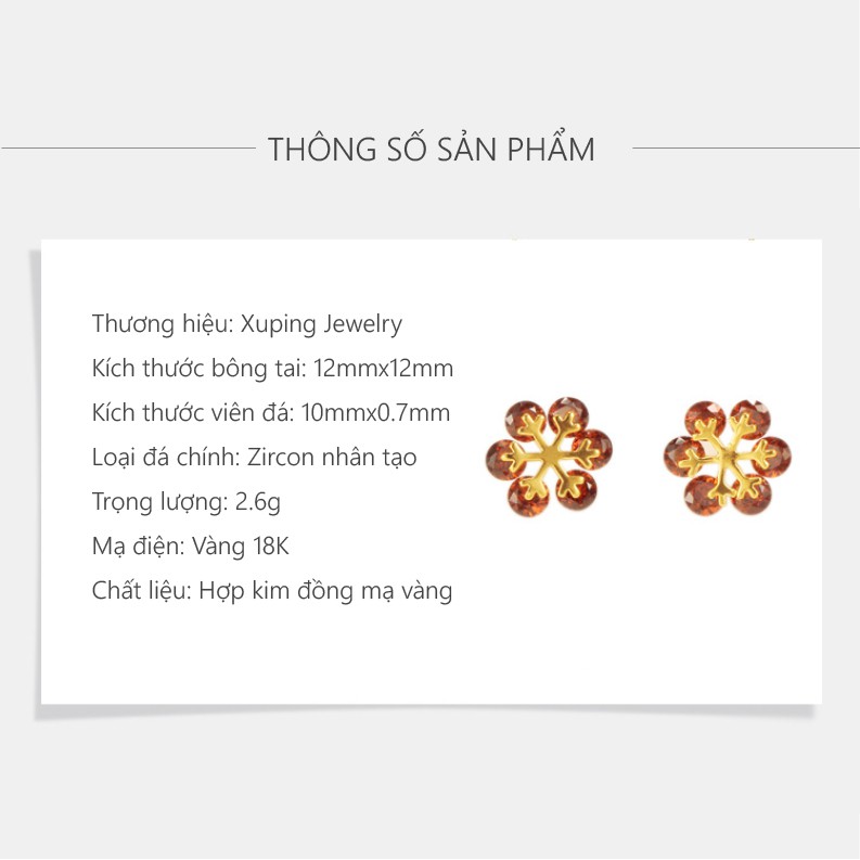 Bông Tai Mạ Vàng 18K, Đính Đá Hình Hoa Sang Trọng - XPBT25