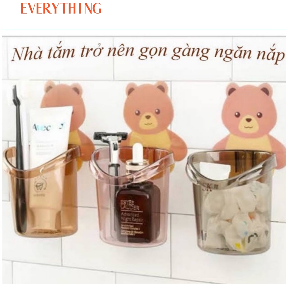 Cốc Gấu Dán Tường Đựng Bàn Chải Đánh Răng, Cốc Gấu Nâu Đựng Kem Đánh Răng Giúp Đồ Dùng Gọn Gàng Hơn