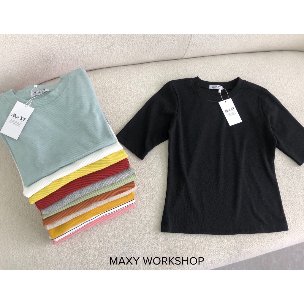 Áo thun knitted form ôm dáng knitted basic tee Maxy Workshop