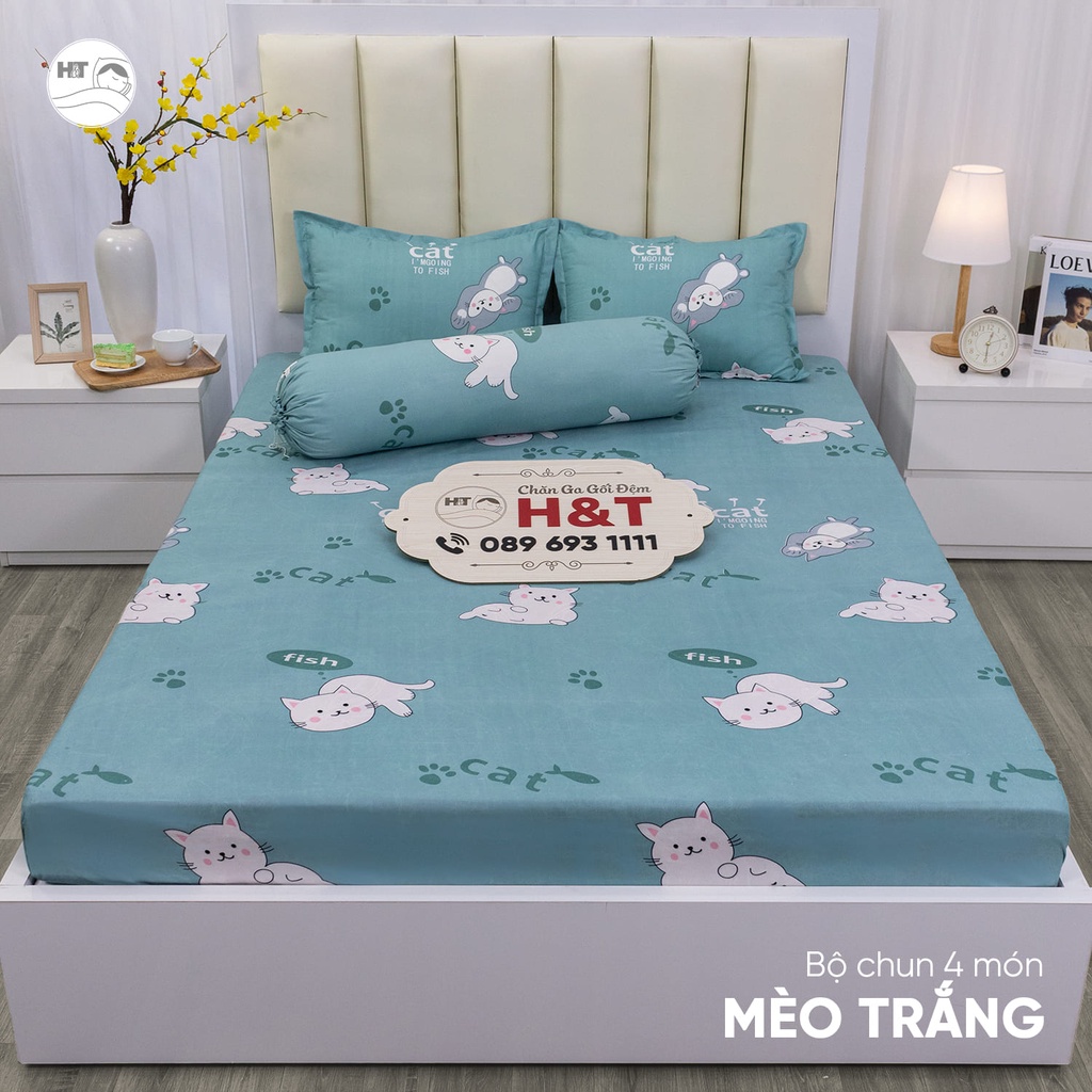 Bộ 4 Món Ga Gối Kèm Vỏ Ôm Cotton polly Họa Tiết Siêu Xinh | BigBuy360 - bigbuy360.vn