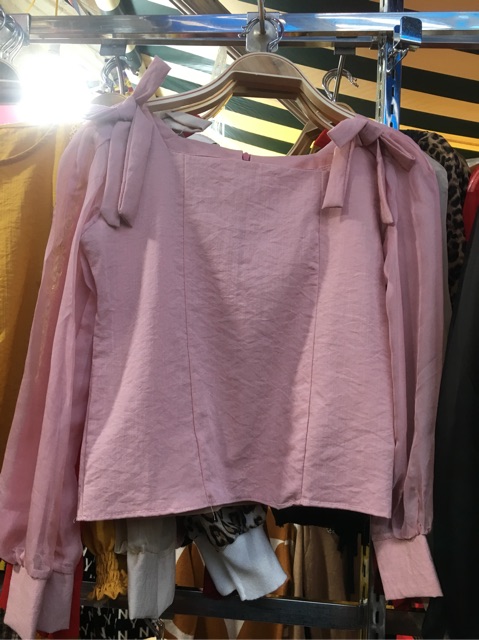 Áo nơ vai tay phối voan(7 màu) | BigBuy360 - bigbuy360.vn