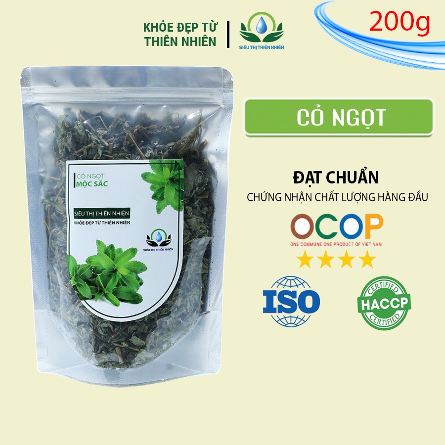 Cỏ ngọt sấy khô Mộc Sắc 200g, cỏ ngọt giúp ổn định huyết áp của siêu thị thiên nhiên