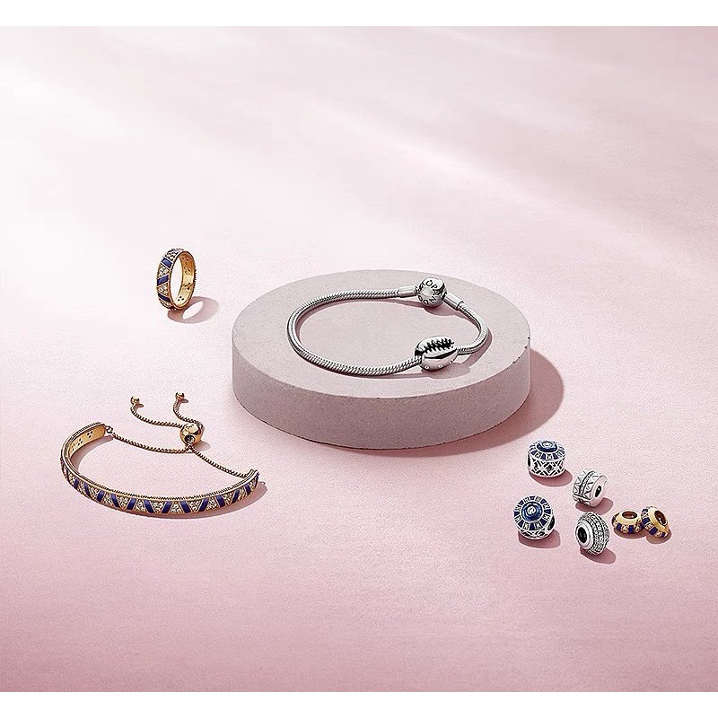 charm pan xỏ ngang đính đá trắng bạc s925 ALE cao cấp